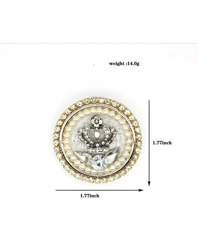 Crystal Pearl Round Crown Brooch Pin Elegant Shiny Rhinestone Royal Princess Safety Brooches Dress Sweater Coat Pins Gold Pla...