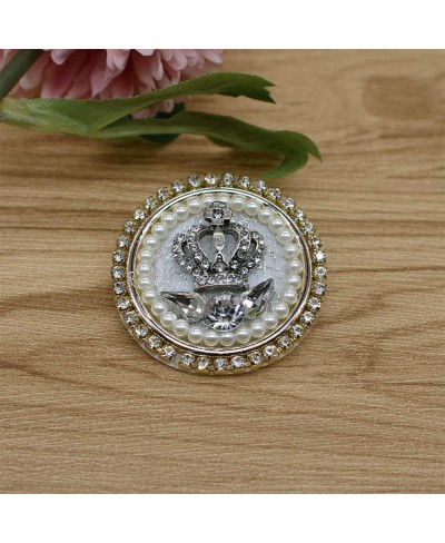 Crystal Pearl Round Crown Brooch Pin Elegant Shiny Rhinestone Royal Princess Safety Brooches Dress Sweater Coat Pins Gold Pla...