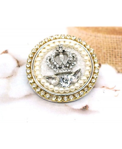 Crystal Pearl Round Crown Brooch Pin Elegant Shiny Rhinestone Royal Princess Safety Brooches Dress Sweater Coat Pins Gold Pla...