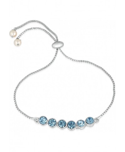 Rhodium Plated Gleaming Blue Solitaire Crystal Adjustable Bracelet for Girls and Women BR1100386RBlu $18.37 Link
