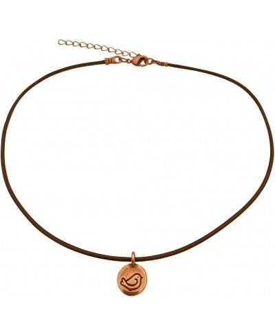 Bird Circle Charm Necklace & Earring Set Antique Copper Brown Leather Adjustable $19.84 Jewelry Sets