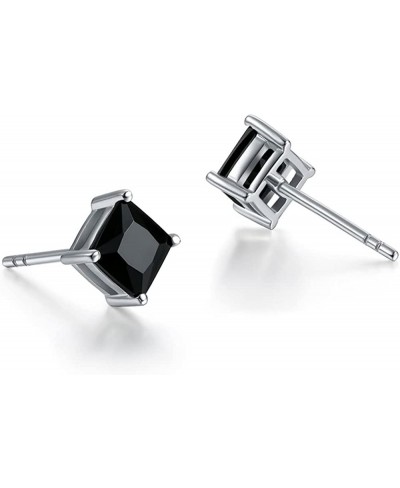 Unisex Princess cut Black Onyx 925 Sterling Silver Stud Earrings Platinum Plated Fine Jewelry for Men Women $19.12 Stud