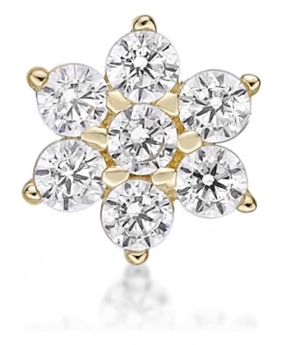 Straight Stud 4.5mm 22 Gauge White Cubic Zirconia Flower Nose Ring in 14k White or Yellow Gold $36.52 Piercing Jewelry