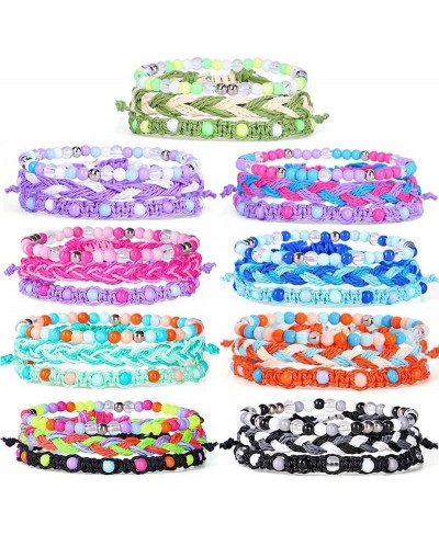 6 Pieces Bohemia Braided Woven String Bracelets Handmade Stackable Bead Rope Bracelets Adjustable Waterproof Wax Coated Surf ...