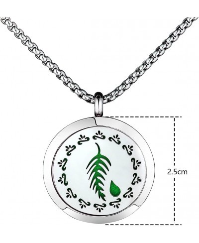 Top Essential Oils Diffuser Necklace Set with 2 Pendants 316L Stainless Steel Couple Necklaces with Green Leaf Hollow Pattern...