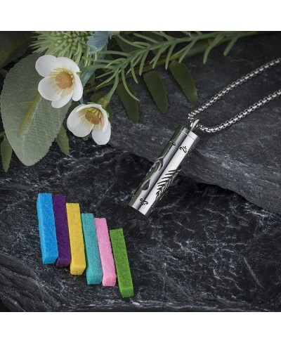 Top Essential Oils Diffuser Necklace Set with 2 Pendants 316L Stainless Steel Couple Necklaces with Green Leaf Hollow Pattern...