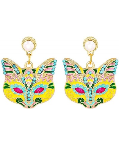 Pearl Animal Fox Dangle Earrings for Women Girls Blue Crystal Fox Drop Earrings Rhinestone Yellow Drop Earrings Jewelry Gift ...