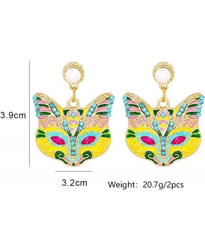 Pearl Animal Fox Dangle Earrings for Women Girls Blue Crystal Fox Drop Earrings Rhinestone Yellow Drop Earrings Jewelry Gift ...