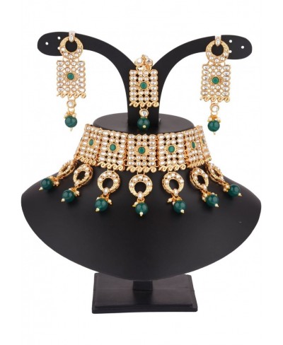 Indian Jewelry Choker Kundan Faux Pearl Necklace Earrings Maang Tikka Head Chain Bollywood Wedding Bridal Jewelry Set $22.26 ...