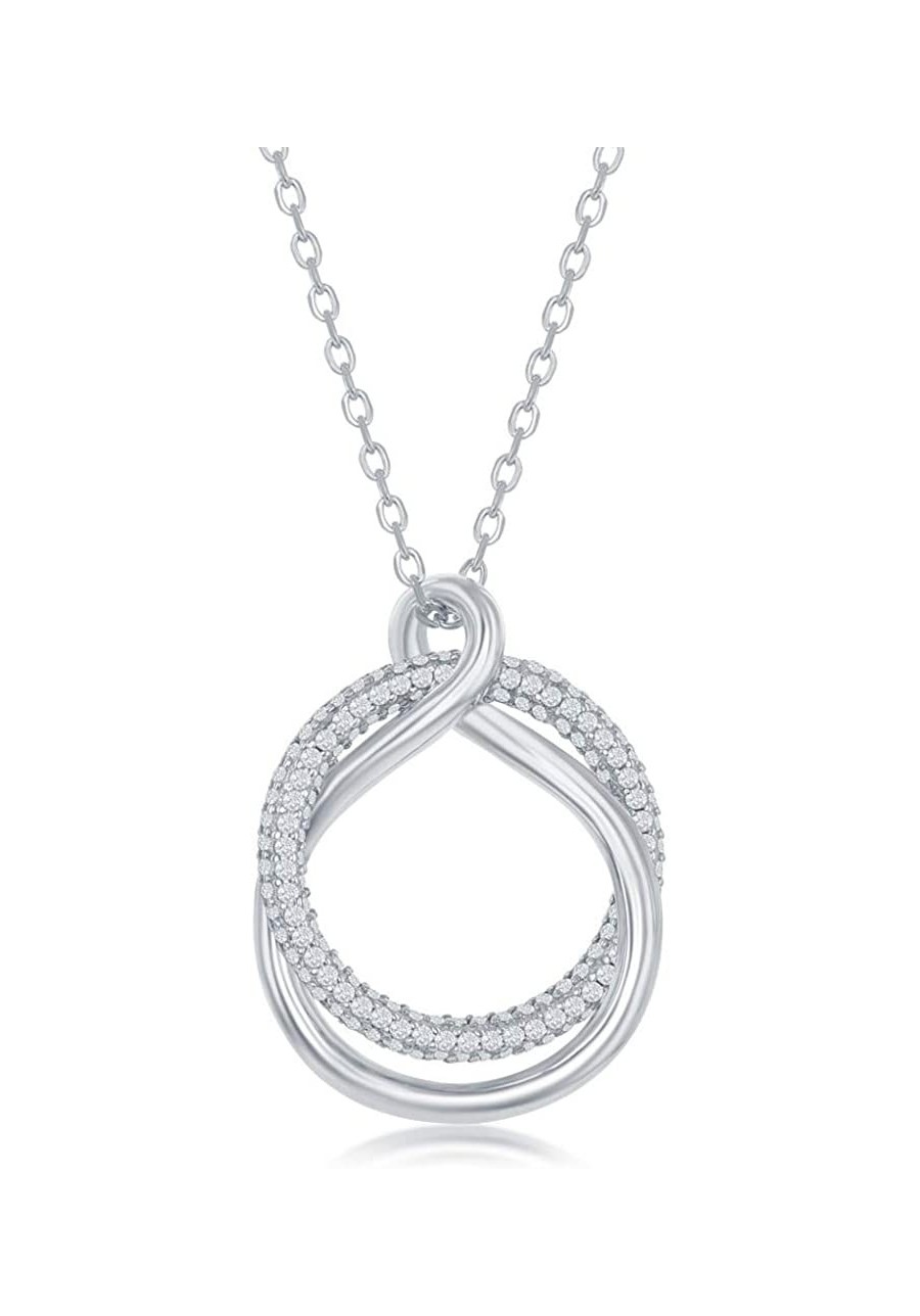 Sterling Silver 16+2" Micro Pave Circle and High Polish Silver/Rose Gold Interlocking Infinity Necklace $40.04 Collars