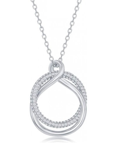 Sterling Silver 16+2" Micro Pave Circle and High Polish Silver/Rose Gold Interlocking Infinity Necklace $40.04 Collars