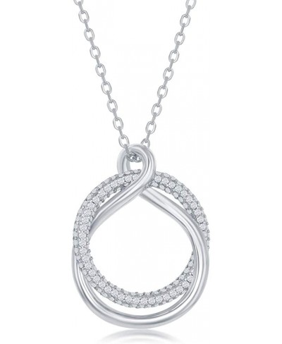 Sterling Silver 16+2" Micro Pave Circle and High Polish Silver/Rose Gold Interlocking Infinity Necklace $40.04 Collars