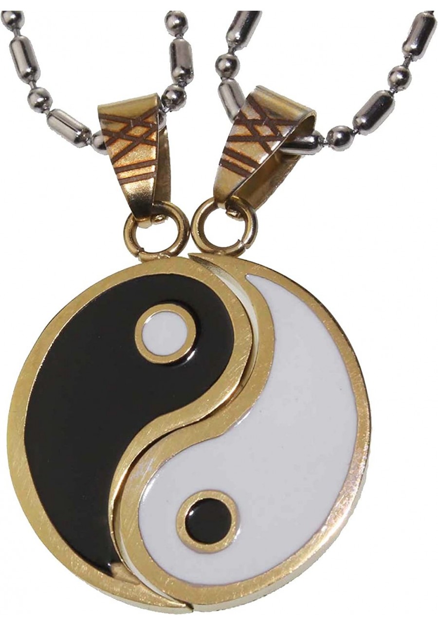 Stainless Steel Yin Yang Men and Women Lovers Couple 2 Piece Pendant Necklace Matching Set $21.78 Pendants & Coins