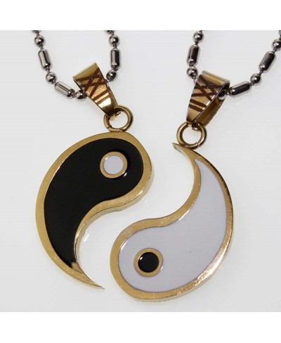 Stainless Steel Yin Yang Men and Women Lovers Couple 2 Piece Pendant Necklace Matching Set $21.78 Pendants & Coins