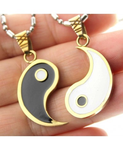 Stainless Steel Yin Yang Men and Women Lovers Couple 2 Piece Pendant Necklace Matching Set $21.78 Pendants & Coins