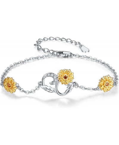 Sunflower Bracelet 925 Sterling Silver Sunflower Jewelry Gift For Women Girlfriend Daughter with Gift Box $30.12 Link