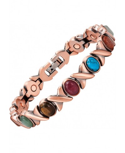 Ladies Magnetic Bracelet 14 Pieces of Color Semi-precious Stones Copper Plated Ladies Bracelet Jewelry Bracelet (Bracelet) $1...