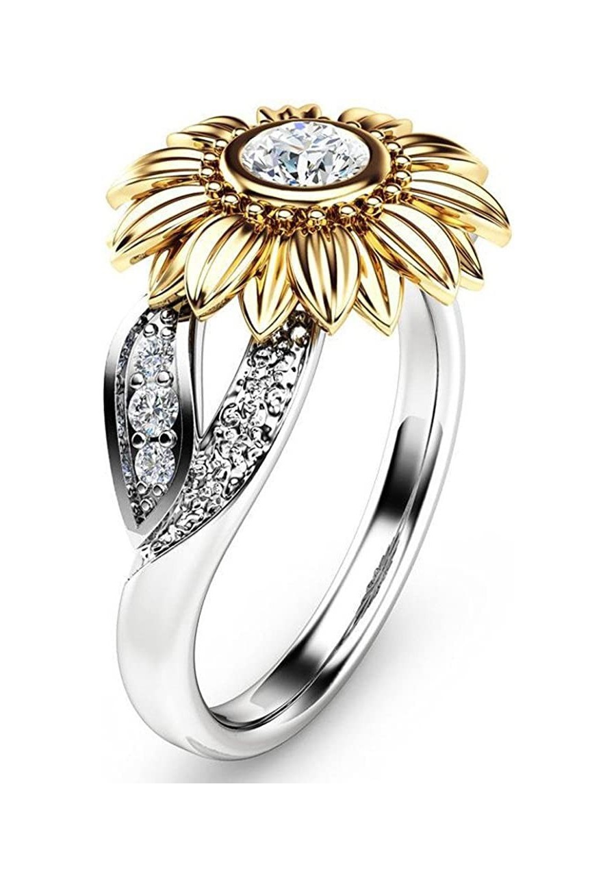 Retro Sunflower Ring Sterling Silver Delicate Sunflower Ring Bride Wedding Gifts Jewelry Engagement Ring for Women $7.42 Stat...
