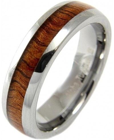 Genuine Inlay Hawaiian koa Wood Band Ring Tungsten Comfort fit 6mm Size 5-14 $29.48 Bands