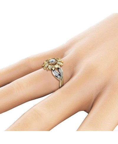 Retro Sunflower Ring Sterling Silver Delicate Sunflower Ring Bride Wedding Gifts Jewelry Engagement Ring for Women $7.42 Stat...