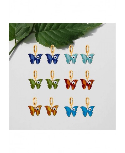 6 Pairs Butterfly Earrings for Women Girls Eye Small Huggie Hoops Cute Alloy Enamel Butterfly Dangling Drop Earrings Set $9.5...