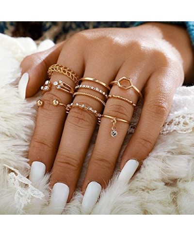 Ring Set for Women Gold Ring Set Boho Pretty Rings Fashion Rings Crystal Ring Set Adjustable Ring Set Dainty Ring Set $12.16 ...