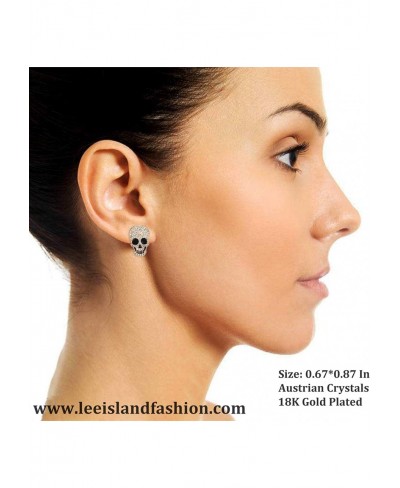 White Crystal Skull Stud Earrings For Women-Gift Packing $16.45 Stud