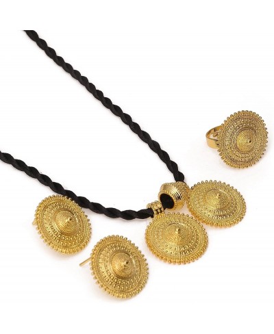 Ethiopian Gold Color Necklace Pendant Earrings Ring Habesha Wedding Eritrea Africa Arab Gift $13.26 Jewelry Sets