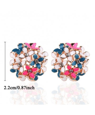 Lady Charming Bloomy Four Leaf Clover Flowers Rhinestone Ear Stud Earrings Multicolor $8.40 Stud