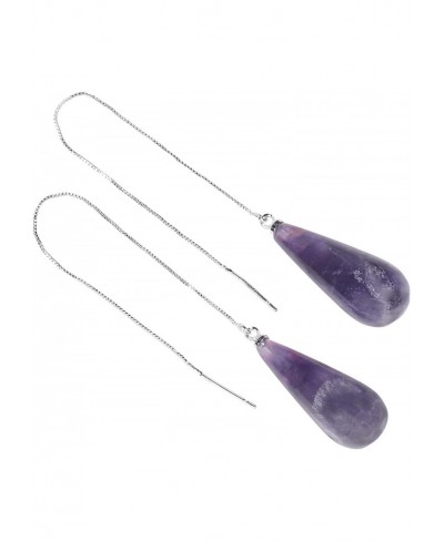 Healing Stone Teardrop Threader Earrings for Women Crystal Dangle Drop Long Chain Earrings for Reiki Jewelry $13.73 Drop & Da...