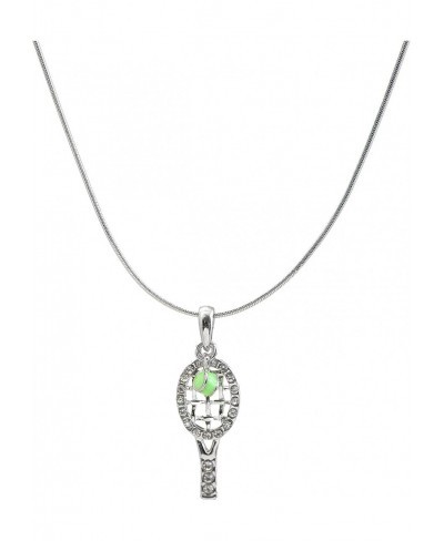 Tennis Racket with Smashing Green Crystal Ball Necklace $10.11 Pendant Necklaces