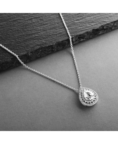 Pear-Shaped Solitaire Necklace Pendant for Brides - Vintage Wedding Bridal Jewelry $21.47 Pendant Necklaces