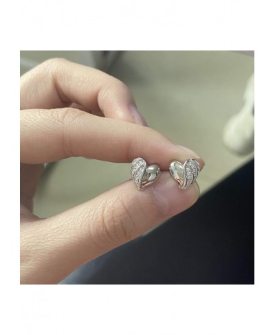 Heart Earrings For Women 925 Sterling Silver Cubic Zirconia Angle Wings Heart Shaped Hypoallergenic Small Stud Earrings 9mm $...