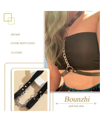 Leather Body Chain Punk Sexy Bra Body Chains Black Harness Rave Body Necklace Jewelry Party Nightclub for Women and Girls $16...