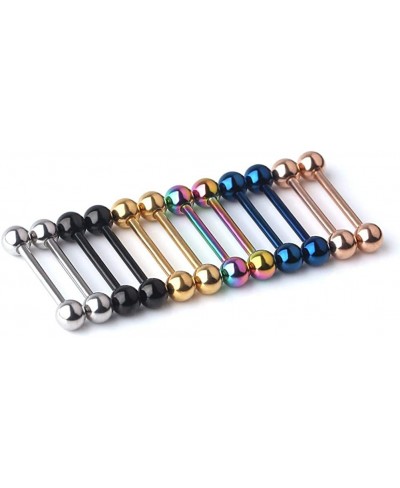 316L Stainless Steel Internally Threaded Tongue Nipple Shield Barbell Ring Bar Body Piercing Retainer 14G 16mm 12PCS - Mix Co...