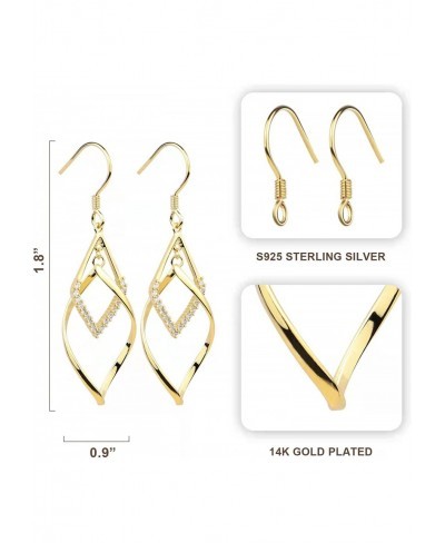 JEWBERY18k gold-plated sterling silver wave pendant earrings classic infinity earrings suitable for ladies and girls $14.37 D...