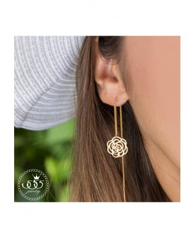 Womens Long Dangle Drop Dainty Flower Threader String Earrings $14.51 Drop & Dangle