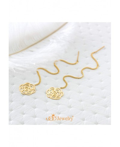 Womens Long Dangle Drop Dainty Flower Threader String Earrings $14.51 Drop & Dangle