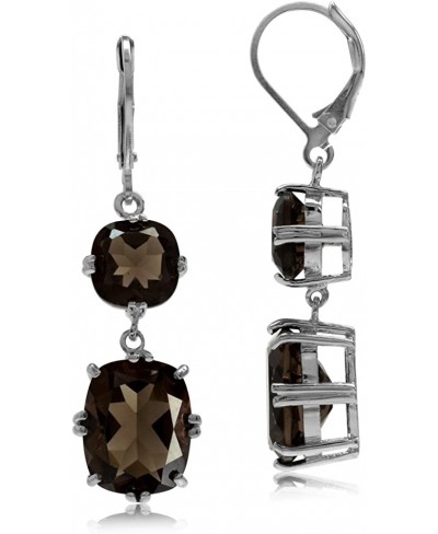 13.4ct. Natural Smoky Quartz White Gold Plated 925 Sterling Silver Leverback Dangle Earrings $27.28 Drop & Dangle