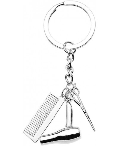 Fashion Woman Hairdresser Scissors Comb Stylist Key Chain Jewelry Pendant Hair Stylist Dryer Charm Necklace Set $8.43 Pendant...