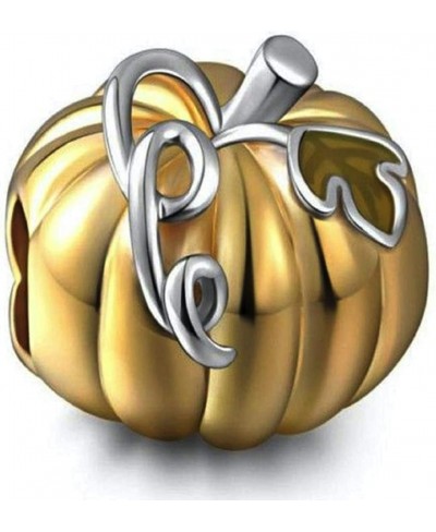 Gold Pumpkin Fall Halloween Autumn 925 Sterling Silver Charm Bead for Pandora & Similar Charm Bracelets or Necklaces $40.96 C...