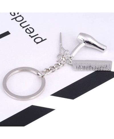 Fashion Woman Hairdresser Scissors Comb Stylist Key Chain Jewelry Pendant Hair Stylist Dryer Charm Necklace Set $8.43 Pendant...