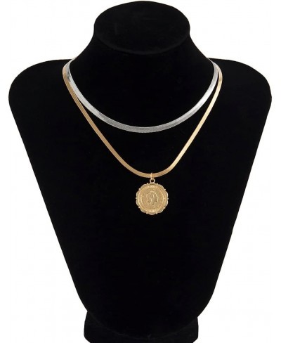 Mixed Color Double Layered Superimposed Snake Bone Chain Necklace Simple Portrait Minority Necklace $13.20 Chains