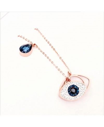 Gold Plated 5A + Square Crystal Zirconia Necklace for Women Evil Blue Crystal Eye Pendant Necklace Lucky Necklace for Women M...