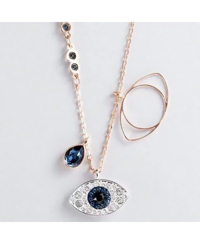 Gold Plated 5A + Square Crystal Zirconia Necklace for Women Evil Blue Crystal Eye Pendant Necklace Lucky Necklace for Women M...