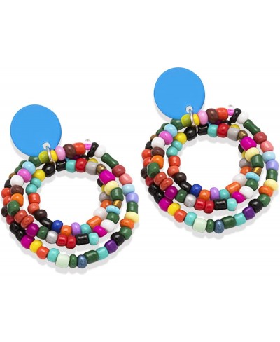Bohemian Beaded Tassel Hoop Earrings Vintage Colorful Boho Circle Drop Dangle Earring Statement Jewelry Gifts for Women Girls...