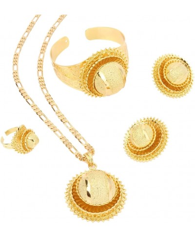 Ethiopian 24K Gold Set Jewelry Pendant Chain Clip Earring Ring Bangle Set $20.61 Jewelry Sets