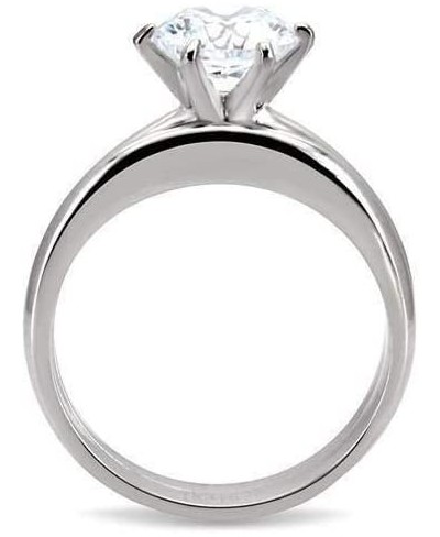 Women's Stainless Steel Round Cut Solitaire Engagement Wedding Set $31.61 Engagement Rings