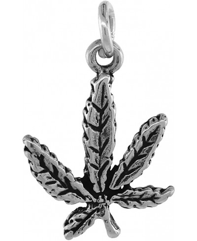 Sterling Silver Marijuana Leaf Necklace Antiqued Finish 3/4 inch 16-30 inch 0.8mm Box Chain $18.23 Pendants & Coins