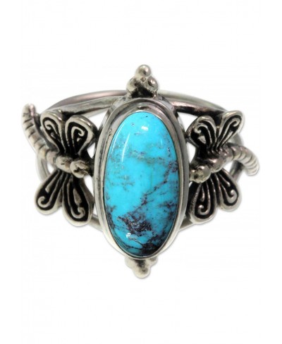 Dyed Magnesite .925 Sterling Silver Cocktail Ring Dragonfly Sky' $56.66 Statement